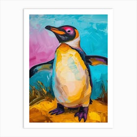 Galapagos Penguin Zavodovski Island Colour Block Painting 1 Art Print