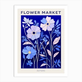 Blue Flower Market Poster Asters 4 Art Print