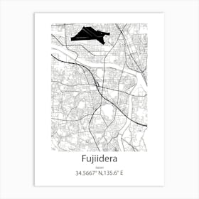 Fujiidera,Japan Minimalist Map Art Print