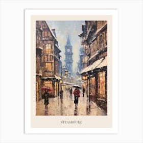 Vintage Winter Painting Poster Strasbourg France Art Print