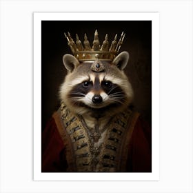 Vintage Portrait Of A Honduran Raccoon Wearing A Crown 2 Art Print