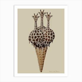 Icecream Giraffes Art Print