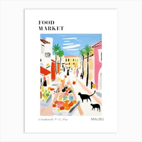 The Food Market In Malibu 3 Illustration Poster Art Print