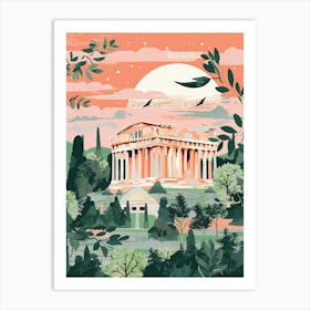 Parthenon   Athens, Greece   Cute Botanical Illustration Travel 0 Art Print