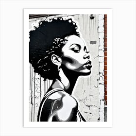 Vintage Graffiti Mural Of Beautiful Black Woman 5 Art Print