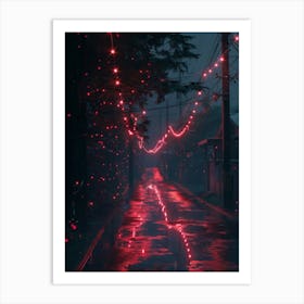 Street Lights In The Rain Art Print