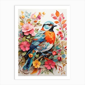 Bird With Flowers 5 Art Print