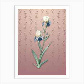 Vintage Elder Scented Iris Botanical on Dusty Pink Pattern n.1565 Art Print