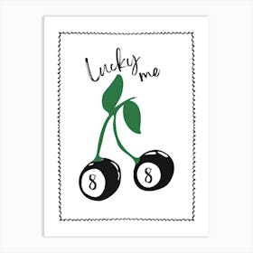 Lucky Me 8 Ball Art Print Vintage Food Print Trendy Retro Cherry Illustration Mid Century Kitchen Art Print