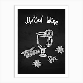 Mulled Wine On Chalkboard — wine poster, kitchen poster Art Print