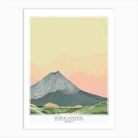 Popocatepetl Mexico Color Line Drawing 7 Poster Art Print