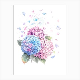 Watercolor Hydrangeas Art Print