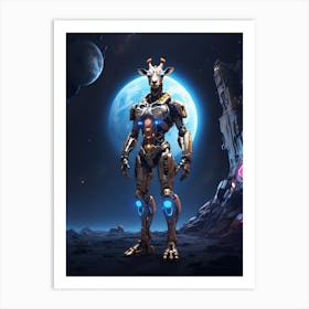 Giraffe In Cyborg Body #2 Art Print