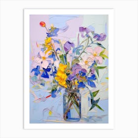 Abstract Flower Painting Periwinkle 2 Art Print
