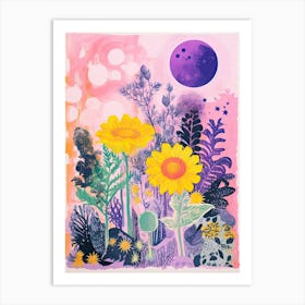 Abstract Botanical Risograph Style 3 Art Print