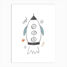 Rocket Ship Space Kids Room 6 1 Art Print