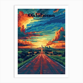 Oklahoma Sunset Travel Art Illustration Art Print