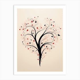 Swirl Cream & Coral Tree Heart 2 Art Print