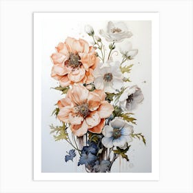 Timeless Nature Art Delicate Flowers In Pastel Shades Art Print