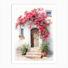 Mallorca, Spain   Mediterranean Doors Watercolour Painting 4 Art Print