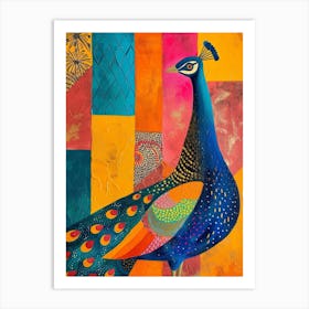 Rectangular Peacock Warm Tones Art Print