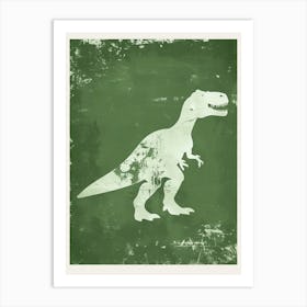 Olive Green T Rex Silhouette 3 Art Print