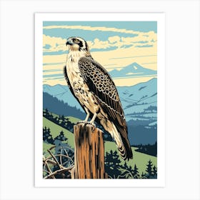 Vintage Bird Linocut Osprey 4 Art Print