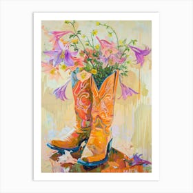 Cowboy Boots And Wildflowers Columbine 2 Art Print