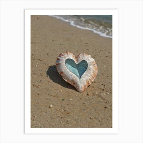 Heart Shell On The Beach 3 Art Print