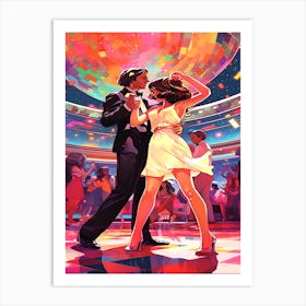 Disco Dancing - Couple Enjoying Disco Scene Art Print