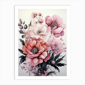 Pink Flowers In A Vase Art Print