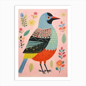 Folk Style Bird Painting Robin 6 Art Print