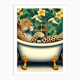 Leopard In Bath Art Print