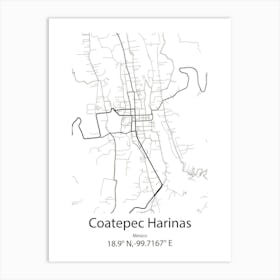 Coatepec,Mexico Minimalist Map Art Print