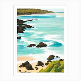 Blacksmiths Beach, Australia Contemporary Illustration 1  Art Print