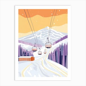 Stowe Mountain Resort   Vermont, Usa, Ski Resort Pastel Colours Illustration 2 Art Print