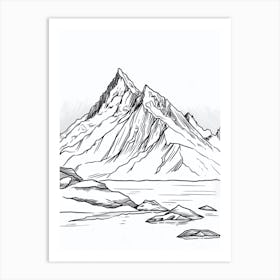 Mount Logan Canada Line Drawing 4 Art Print