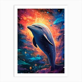 Dolphin In Space Art Print
