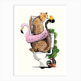 Cheetah On The Toilet Art Print