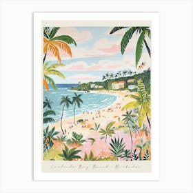 Poster Of Carlisle Bay Beach, Barbados, Matisse And Rousseau Style 3 Art Print