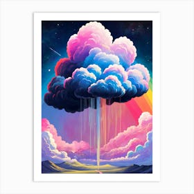 Surreal Rainbow Clouds Sky Painting (26) Art Print