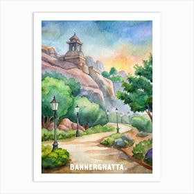 Bannerghatta National Park Watercolor Painting Art Print