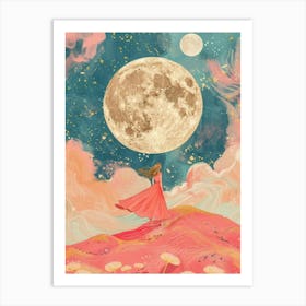 women moon univers Art Print