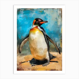 Galapagos Penguin Petermann Island Colour Block Painting 3 Art Print