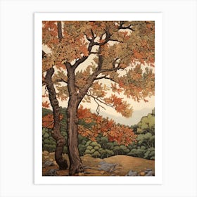 Elm 2 Vintage Autumn Tree Print  Art Print