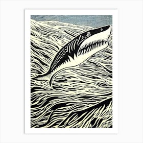 Ghost Shark Linocut Art Print