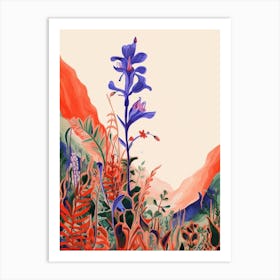 Boho Wildflower Painting Great Lobelia 1 Art Print