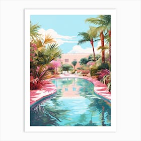 An Illustration In Pink Tones Of  Greens Pool Australia 2 Art Print