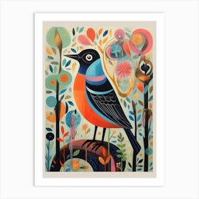 Colourful Scandi Bird European Robin 3 Art Print