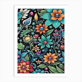 Jewels flowers Art Print